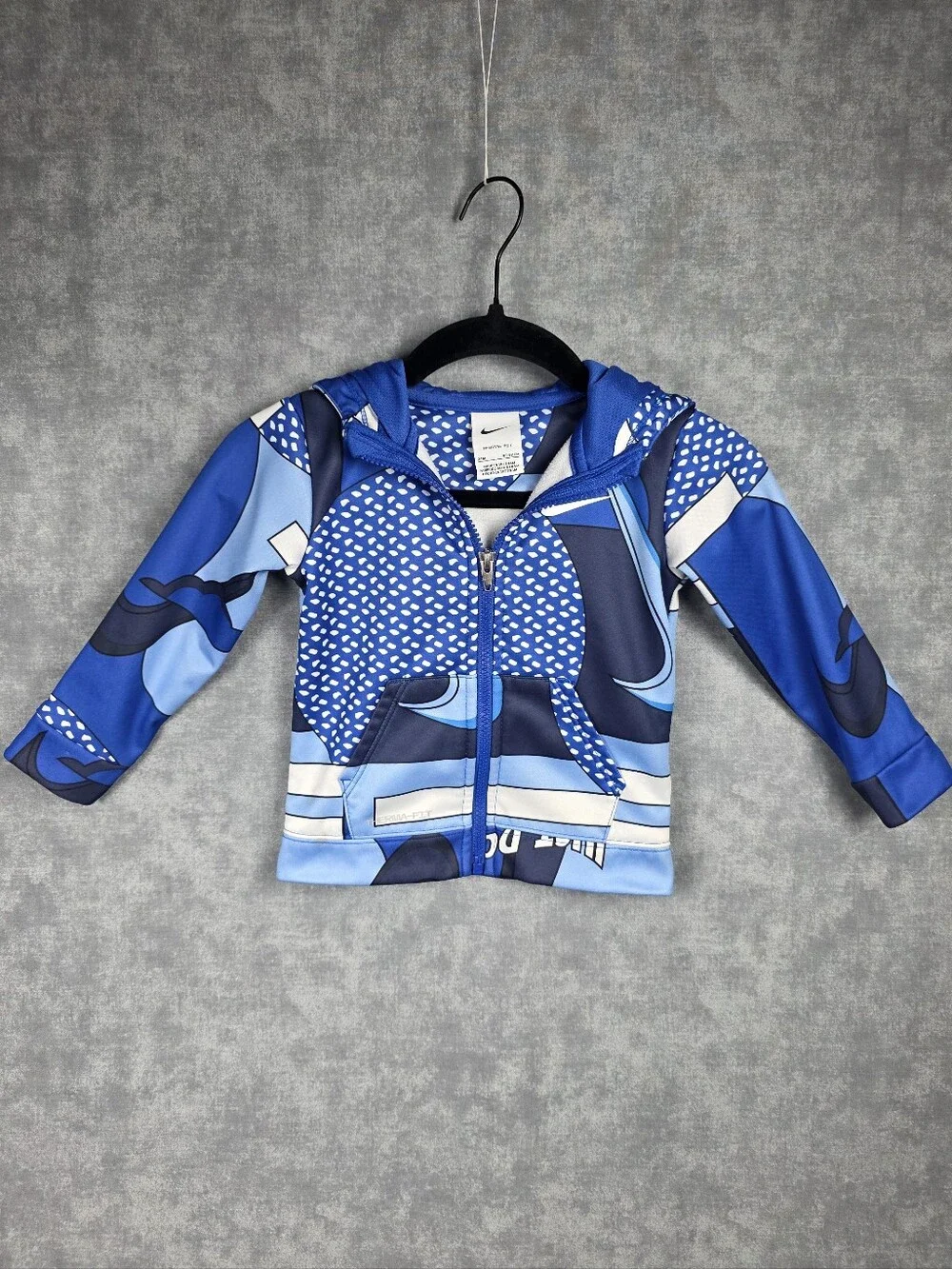 Nike Therma-FIT Toddler Full Zip Hoodie Jacket Blue Graphic 24M